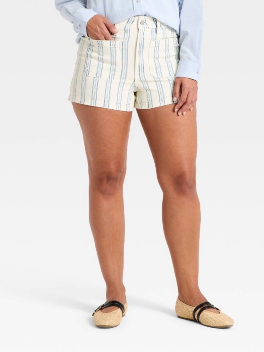 Universal Thread Sailor Shorts Blue and White Stripe Nautical Size 12 NWT